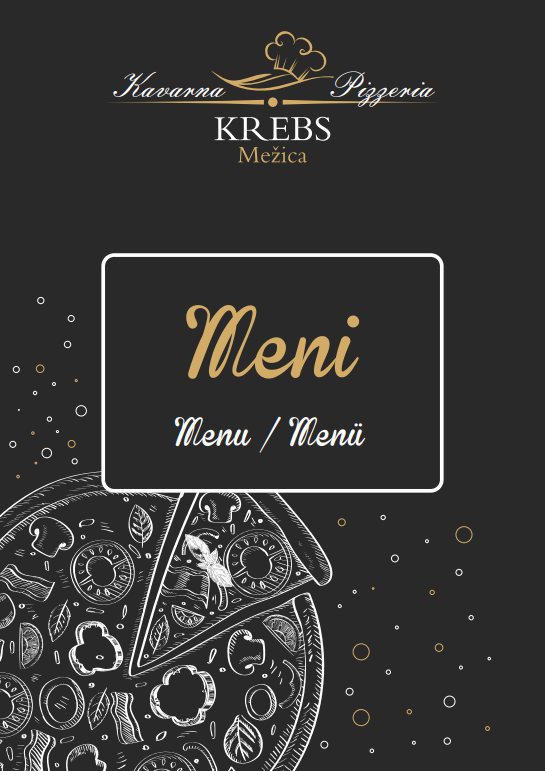 Prva stran menija Kavarna KREBS
